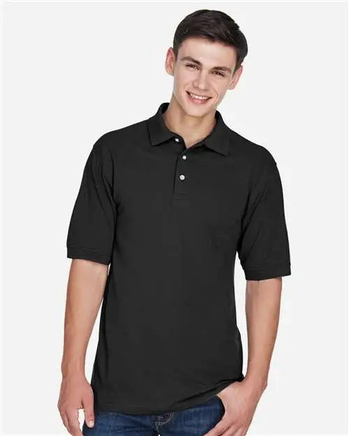 Harriton M265 Men’s Easy Blendâ„¢ Polo - Black
