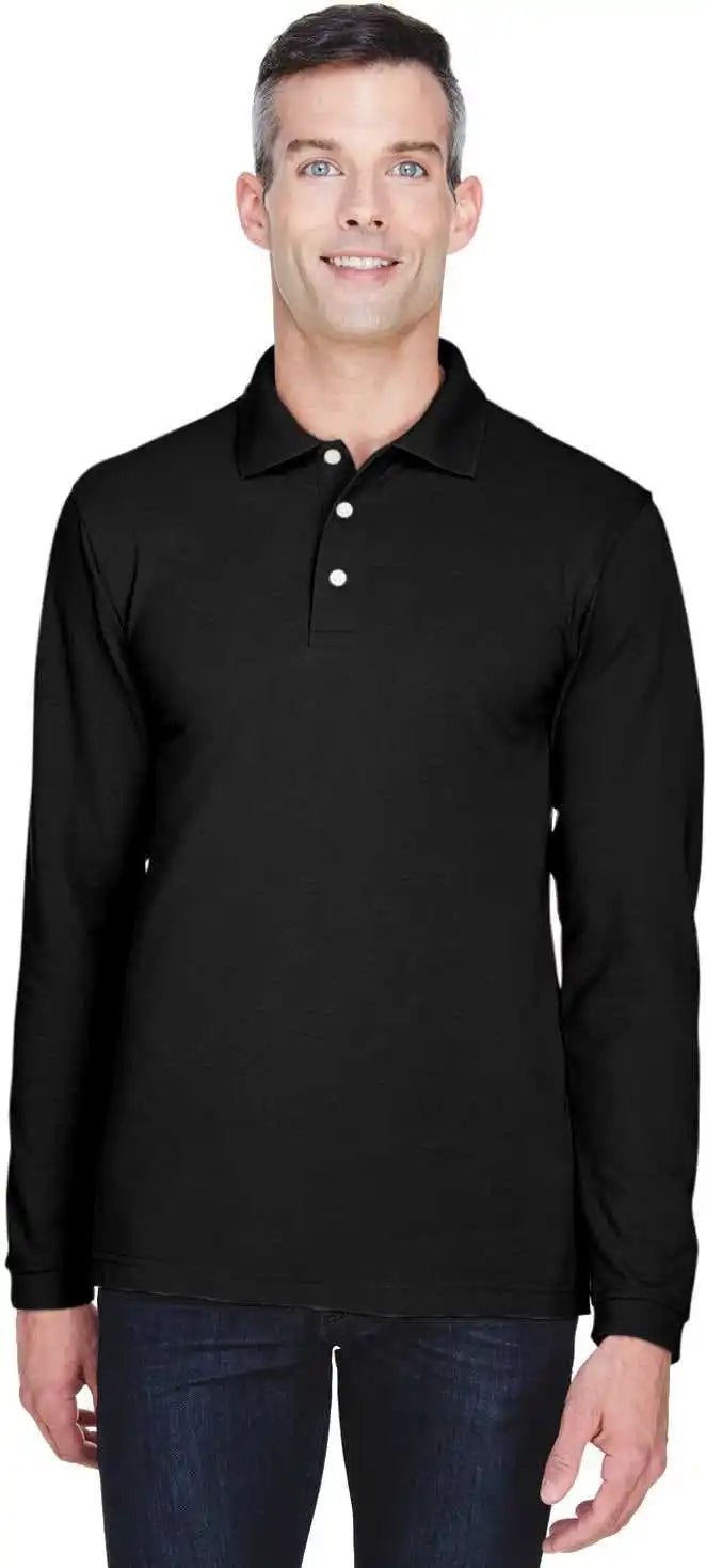 Harriton M265l Men’s 56 Oz Easy Blend Long Sleeve Polo Black / Adult l