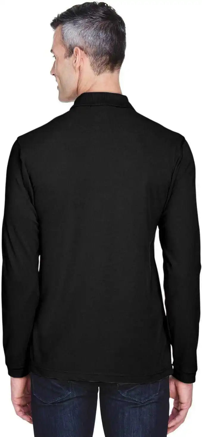 Harriton M265l Men’s 56 Oz Easy Blend Long Sleeve Polo Black / Adult l