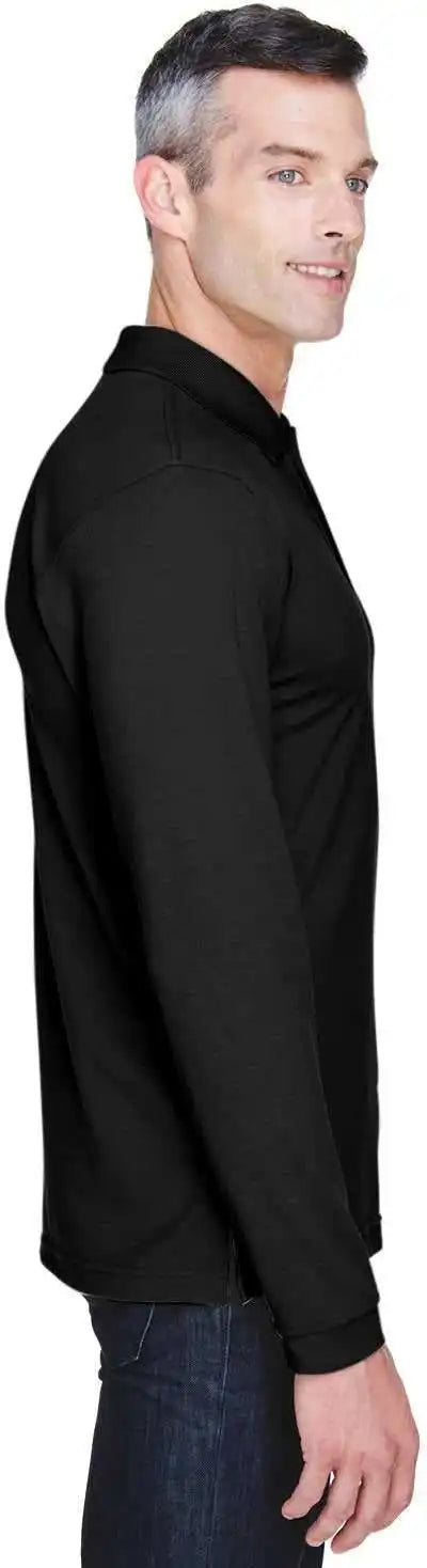 Harriton M265l Men’s 56 Oz Easy Blend Long Sleeve Polo Black / Adult l