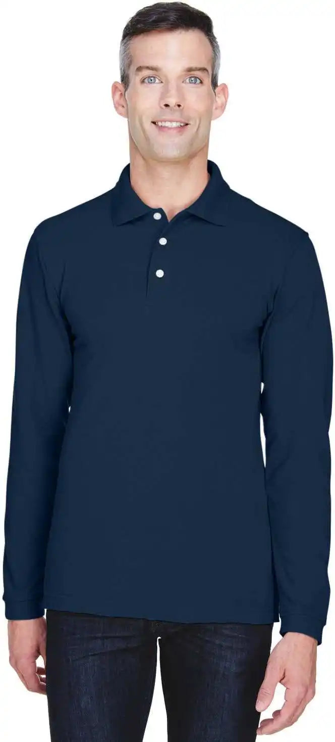 Harriton M265l Men’s 56 Oz Easy Blend Long-sleeve Polo - Navy - Adult l