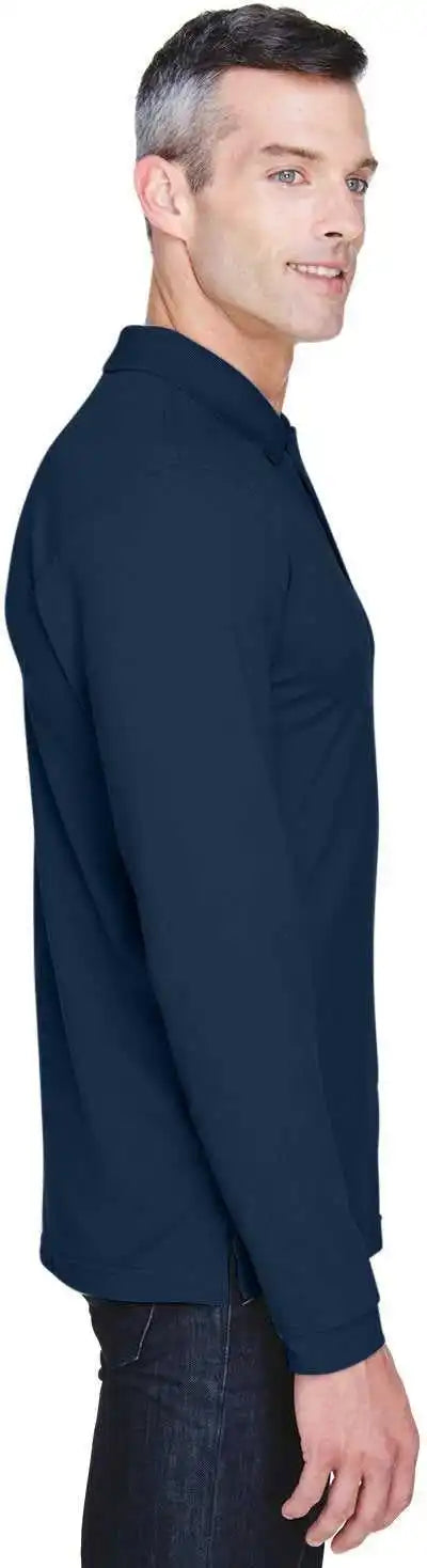 Harriton M265l Men’s 56 Oz Easy Blend Long-sleeve Polo - Navy - Adult l