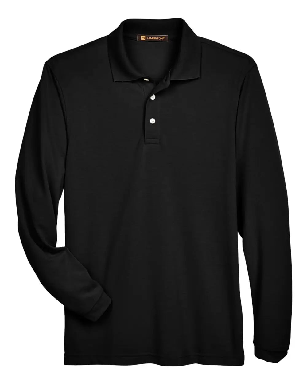 Harriton M265l Men’s Easy Blendâ„¢ Long Sleeve Polo - Black