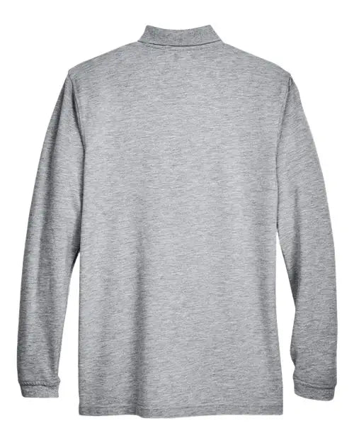 Harriton M265l Men’s Easy Blendâ„¢ Long Sleeve Polo - Grey Heather