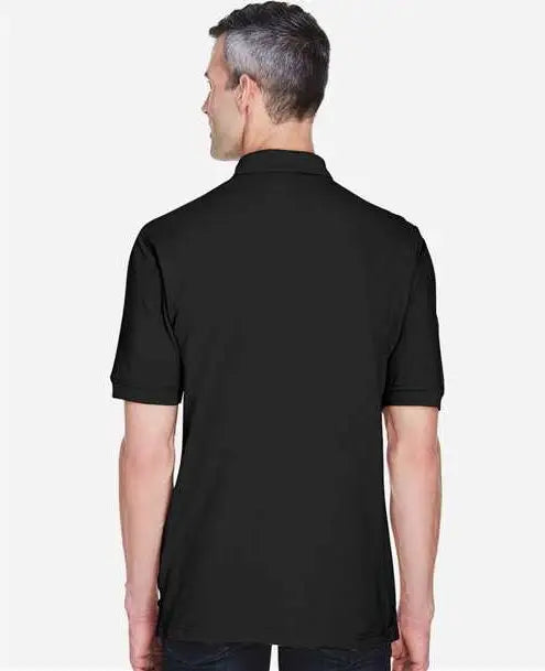 Harriton M265p Men’s Easy Blend Polo with Pocket - Black
