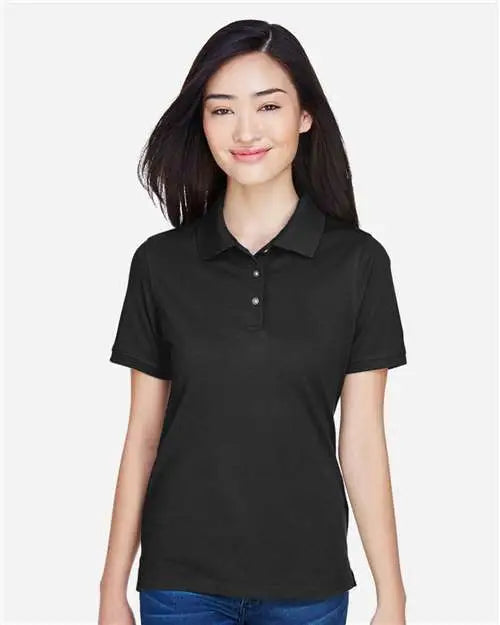 Harriton M265w Women’s Easy Blend Polo - Black