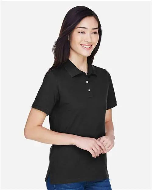 Harriton M265w Women’s Easy Blend Polo - Black