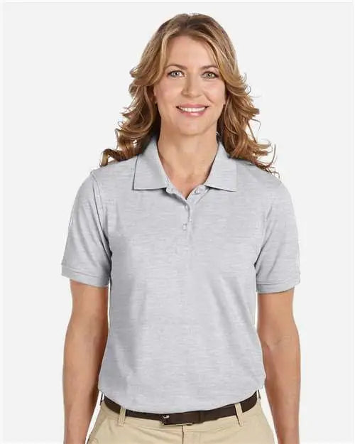 Harriton M265w Women’s Easy Blend Polo - Gray Heather - Ladies Xs