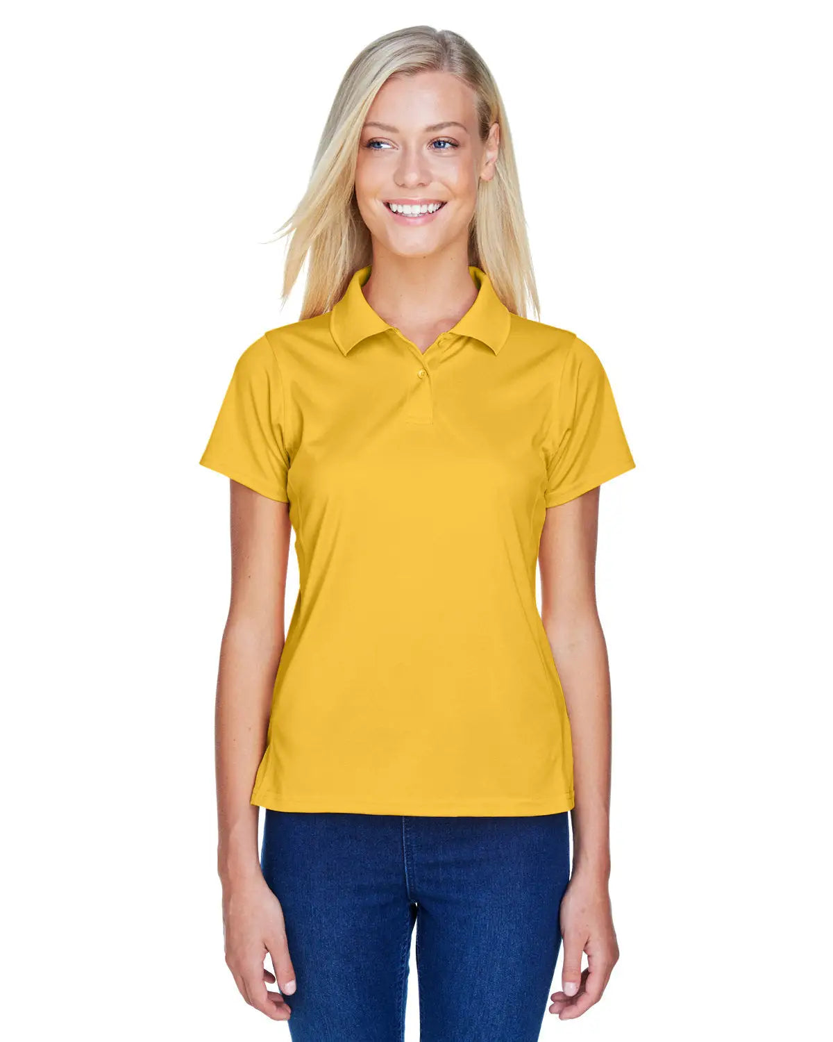 Harriton M315w Women’s Polyester Jersey Polo - Gold