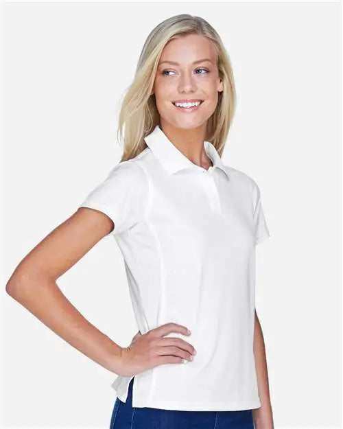 Harriton M315w Women’s Polyester Jersey Polo - White