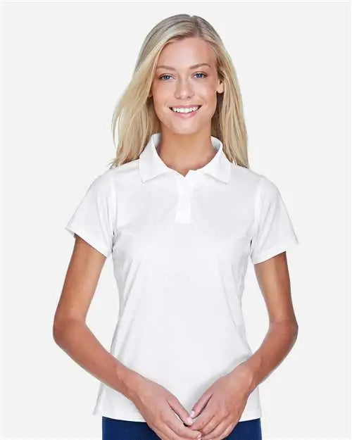 Harriton M315w Women’s Polyester Jersey Polo - White