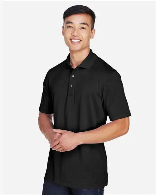 Harriton M345 Men’s Advantage Snag Protection Plus Il Snap Placket Polo - Black