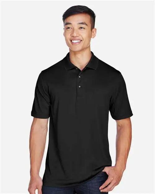 Harriton M345 Men’s Advantage Snag Protection Plus Il Snap Placket Polo - Black