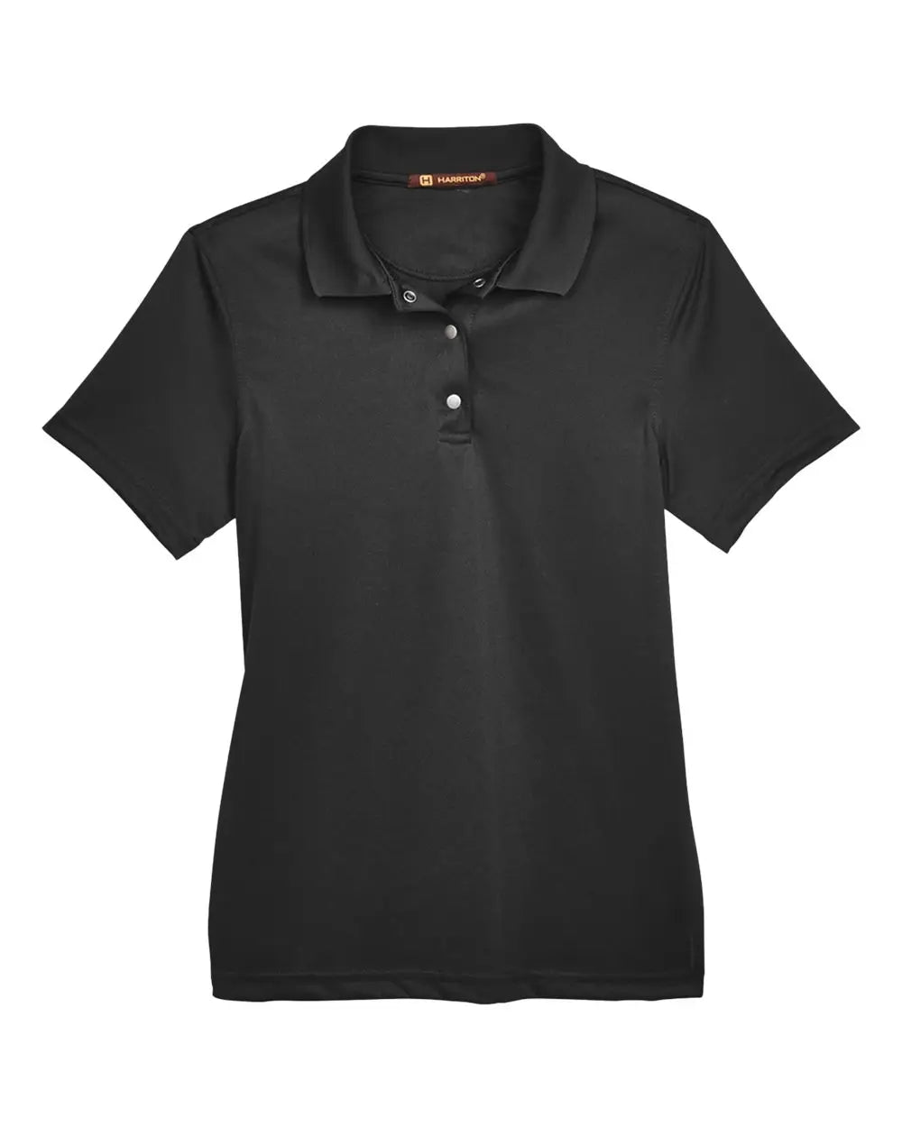 Harriton M345w Women’s Advantage Snag Protection Plus Il Snap Placket Polo - Black - Ladies Xs