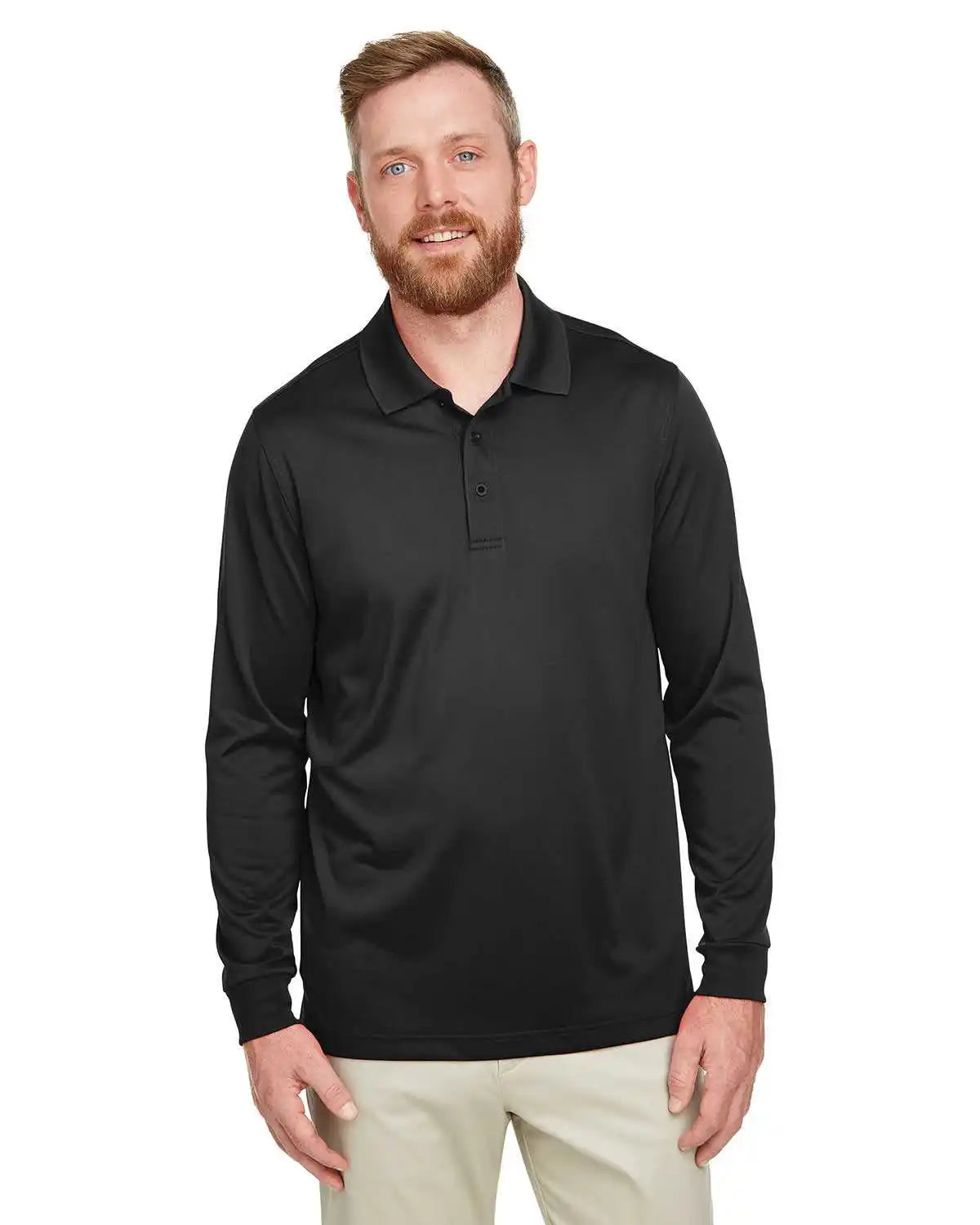 Harriton M348l Men’s Advantage Snag Protection Plus Il Long Sleeve Polo - Black
