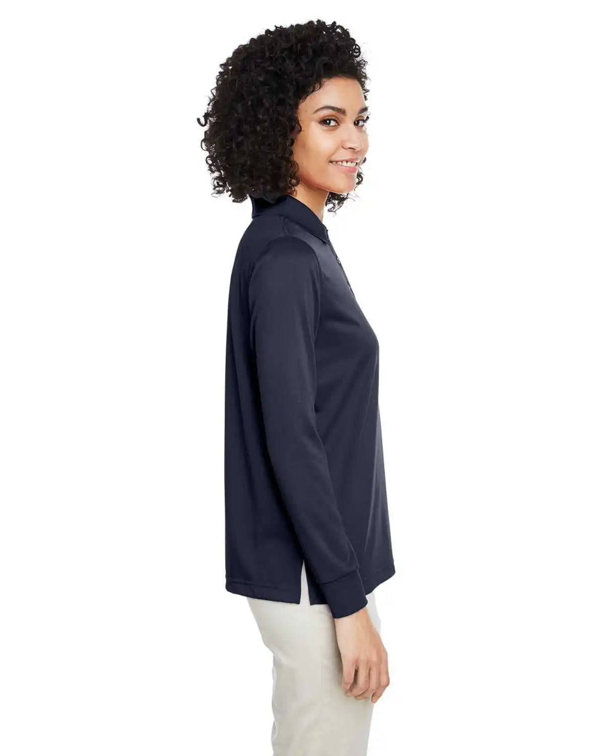 Harriton M348lw Ladies’ Advantage Snag Protection Plus Il Long Sleeve Polo - Dark Navy - Ladies Xl