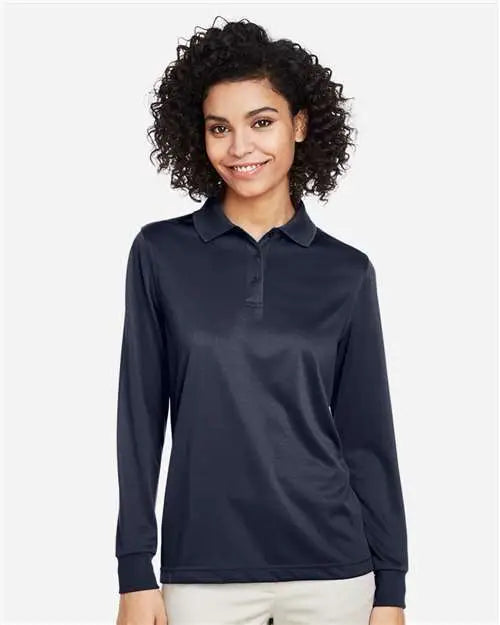 Harriton M348lw Women’s Advantage Snag Protection Plus Il Long Sleeve Polo - Dark Navy