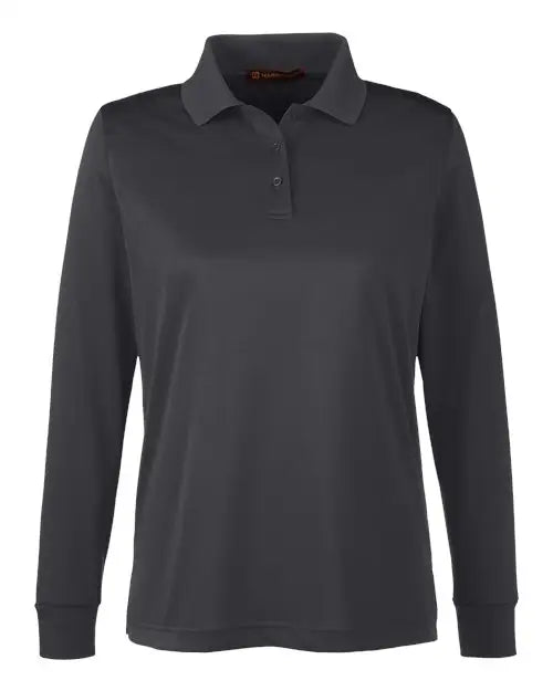 Harriton M348lw Women’s Advantage Snag Protection Plus Il Long Sleeve Polo - Dark Charcoal