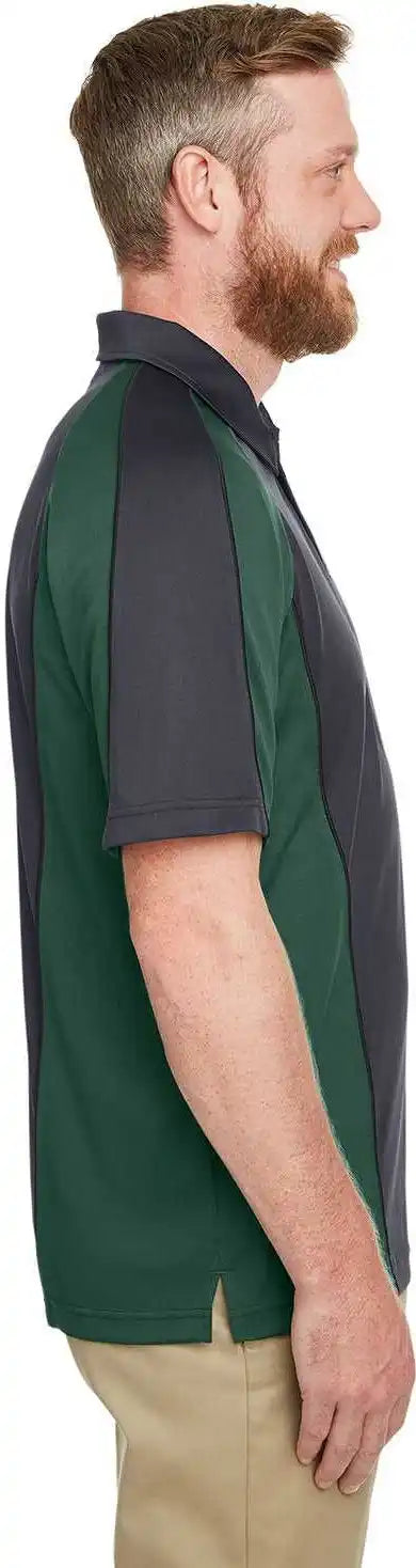 Harriton M385 Men’s Advantage Snag Protection Plus Il Colorblock Polo - Dark Charcoal Green Black