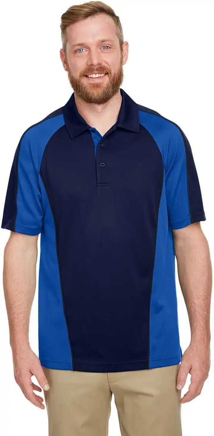 Harriton M385 Men’s Advantage Snag Protection Plus Il Colorblock Polo - Dark Navy True Royal Charcoal