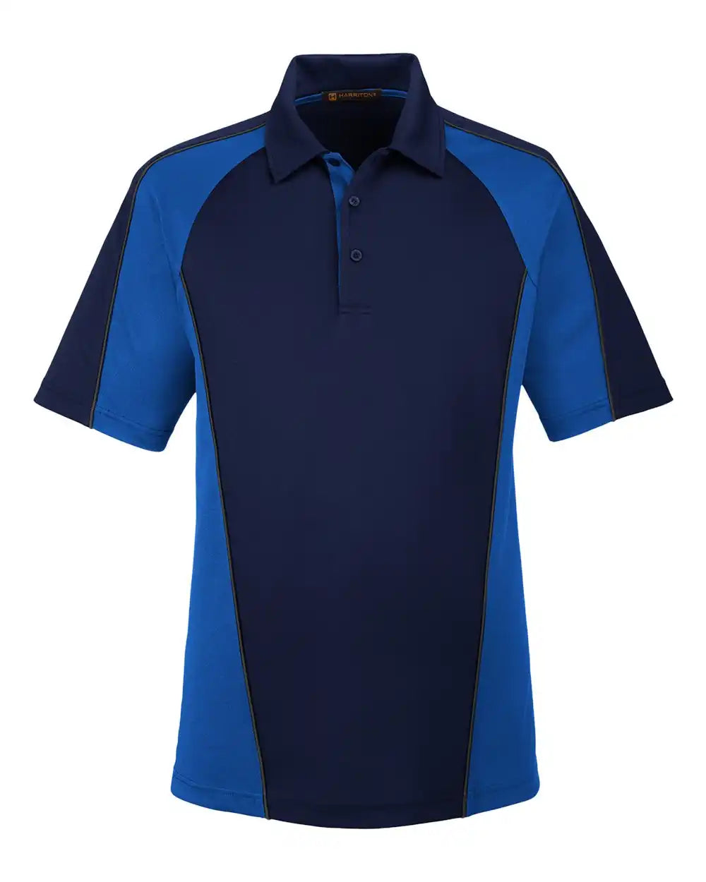 Harriton M385 Men’s Advantage Snag Protection Plus Il Colorblock Polo - Dark Navy True Royal Charcoal - Navy/ Royal/ / s