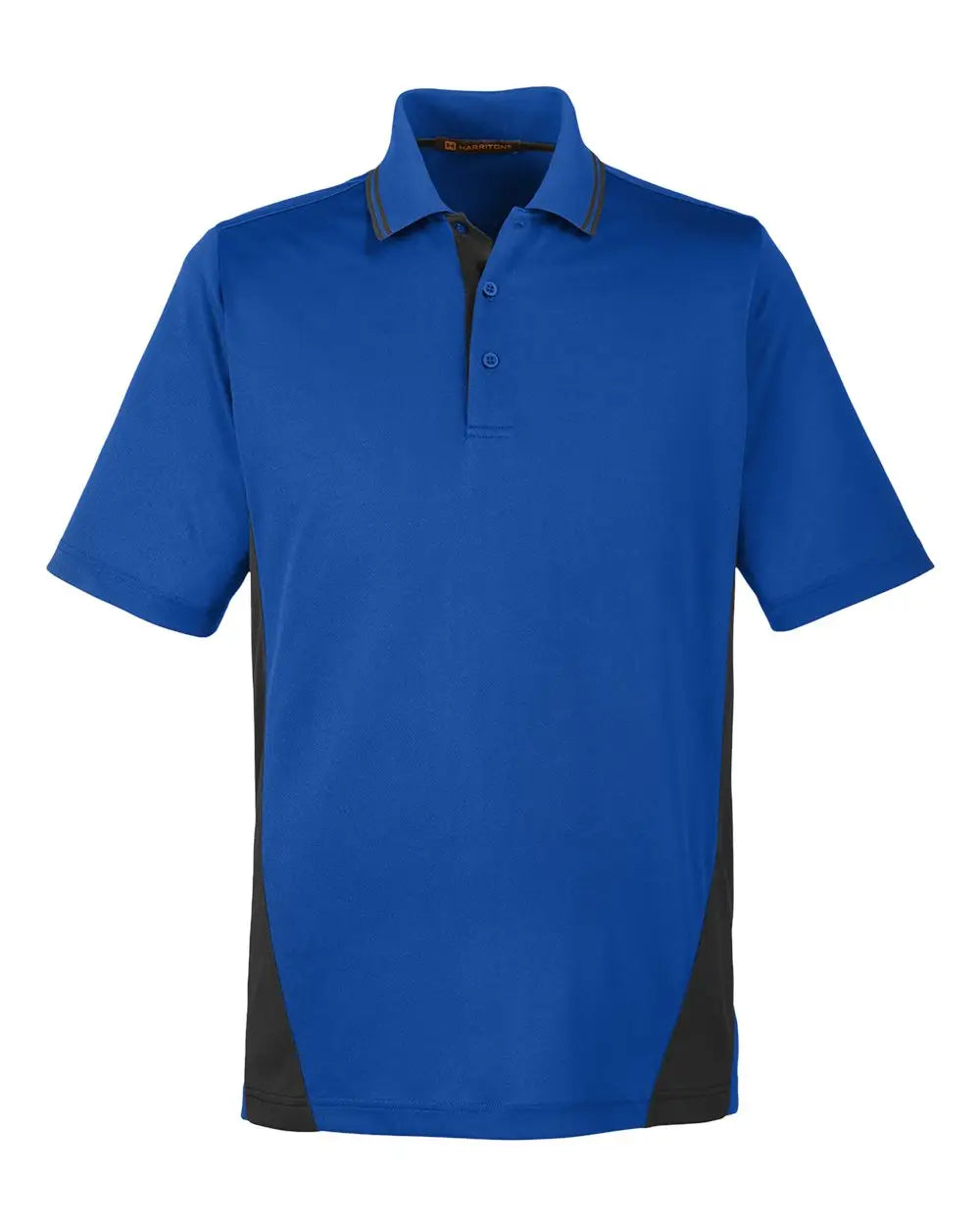 Harriton M386 Men’s Flash Snag Protection Plus Il Colorblock Polo - True Royal Black - Royal/ / s