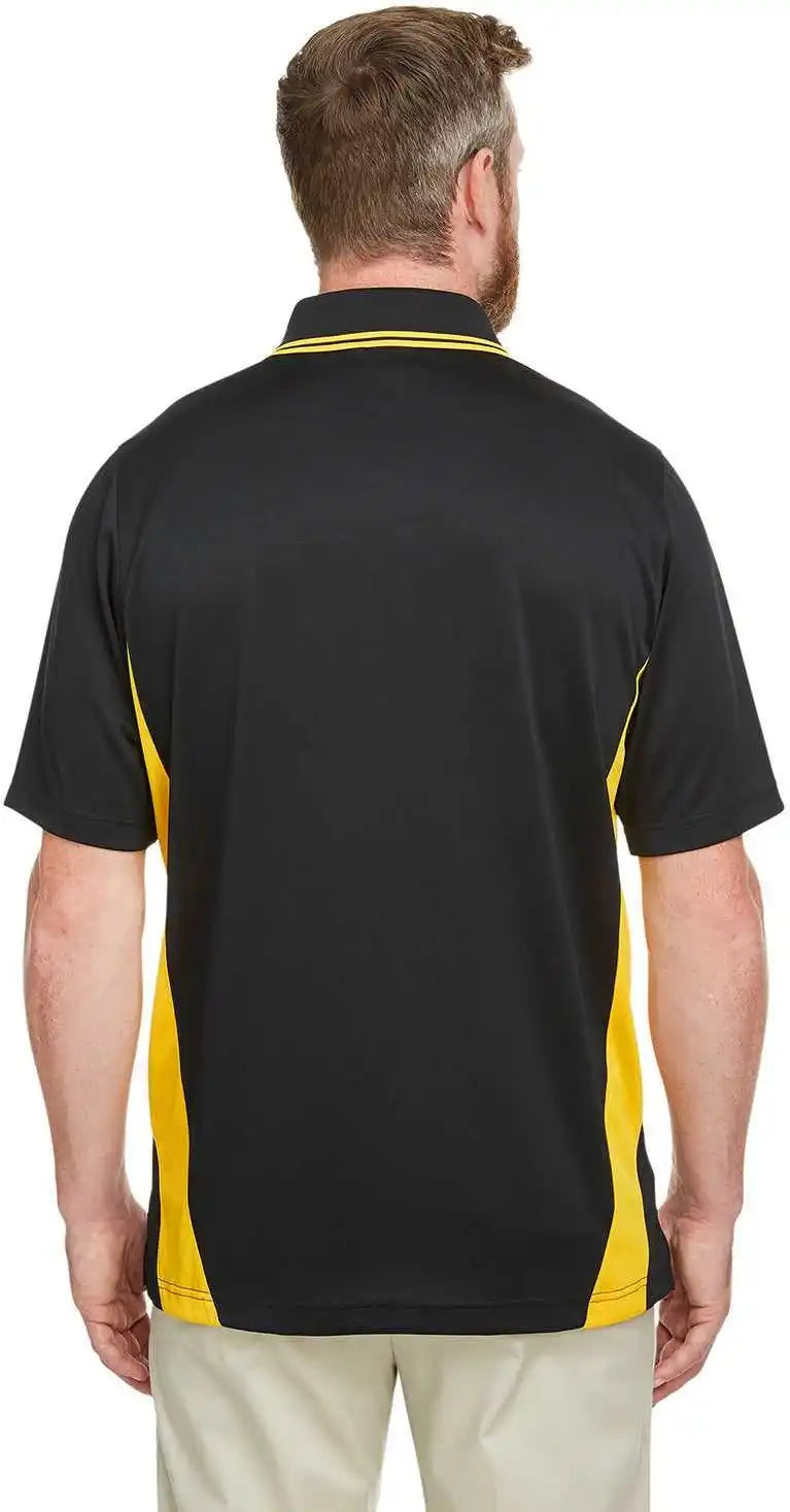 Harriton M386 Men’s Flash Snag Protection Plus Il Colorblock Polo - Black Yellow