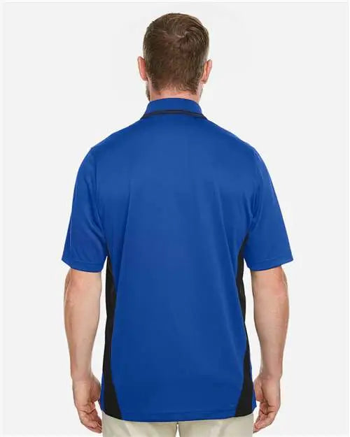 Harriton M386 Men’s Flash Snag Protection Plus Il Colorblock Polo - True Royal Black