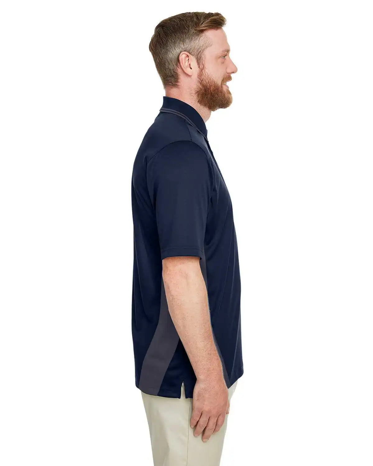 Harriton M386 Men’s Flash Snag Protection Plus Il Colorblock Polo - Dark Navy Charcoal