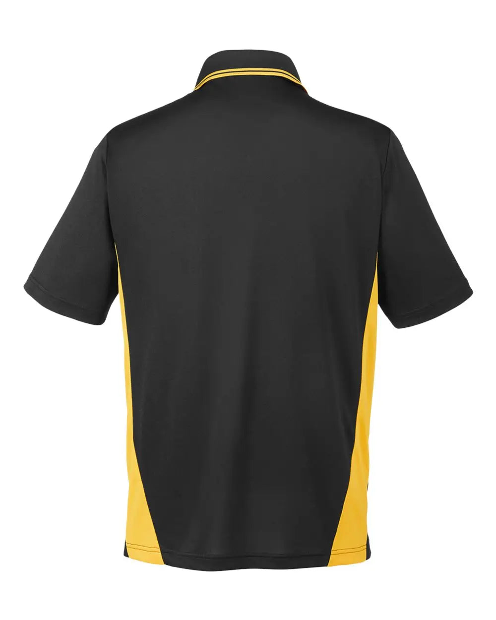 Harriton M386 Men’s Flash Snag Protection Plus Il Colorblock Polo - Black Sunray Yellow