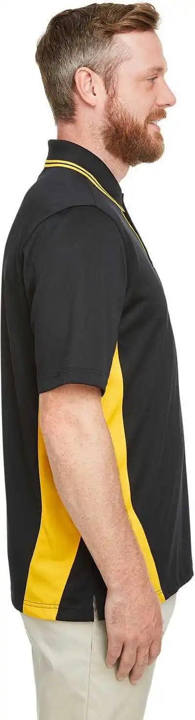 Harriton M386 Men’s Flash Snag Protection Plus Il Colorblock Polo - Black Yellow