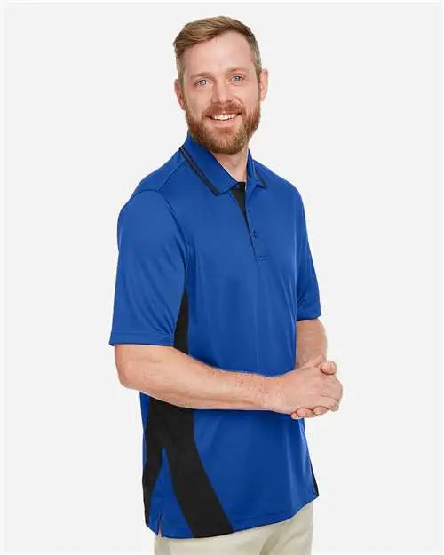 Harriton M386 Men’s Flash Snag Protection Plus Il Colorblock Polo - True Royal Black