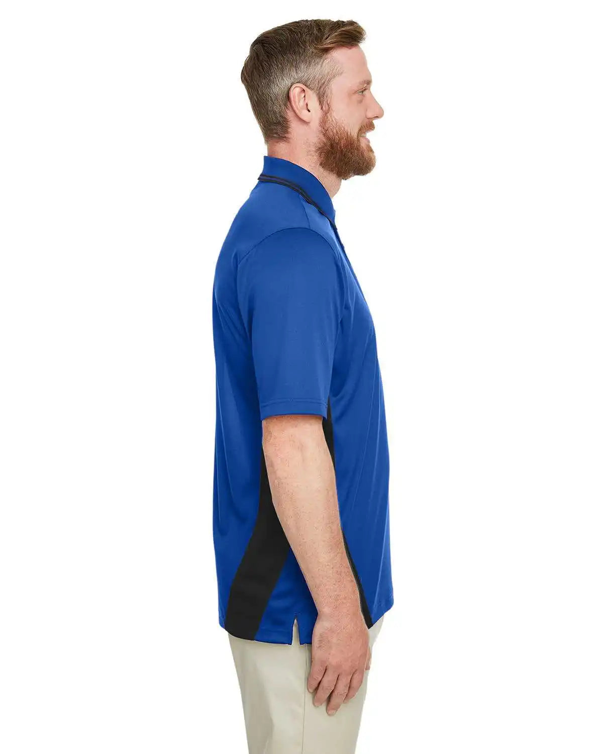 Harriton M386 Men’s Flash Snag Protection Plus Il Colorblock Polo - True Royal Black