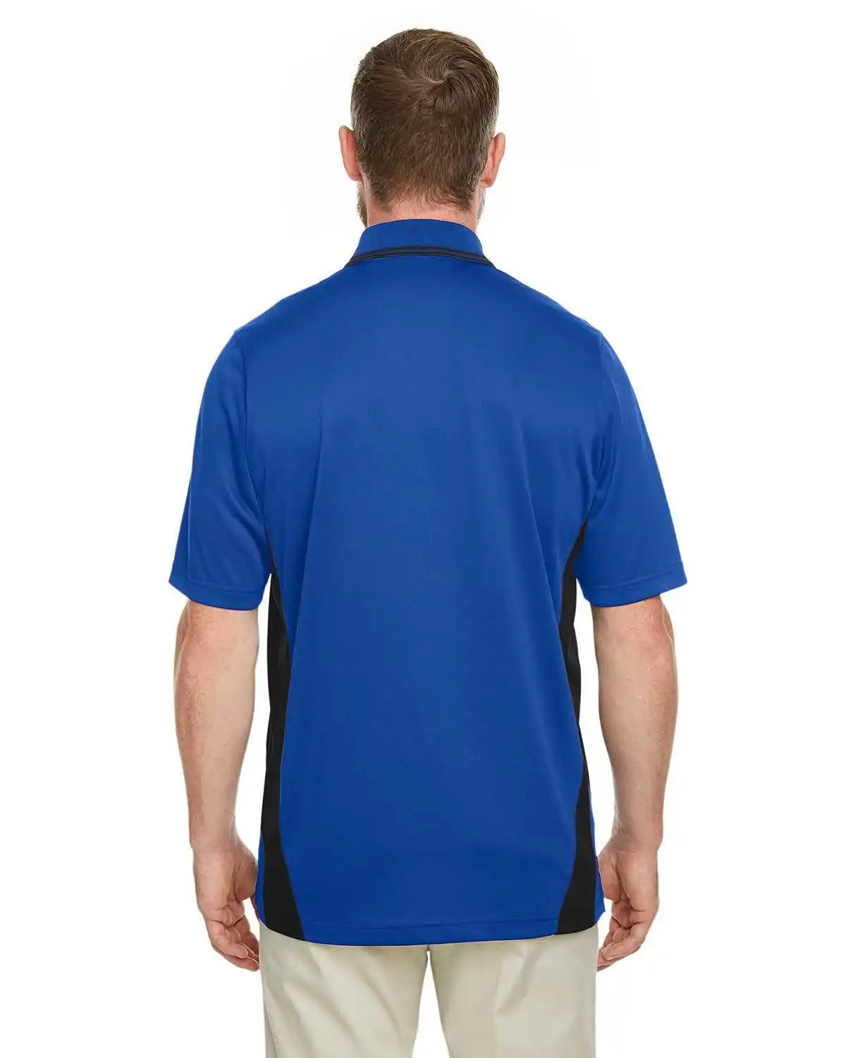 Harriton M386 Men’s Flash Snag Protection Plus Il Colorblock Polo - True Royal Black