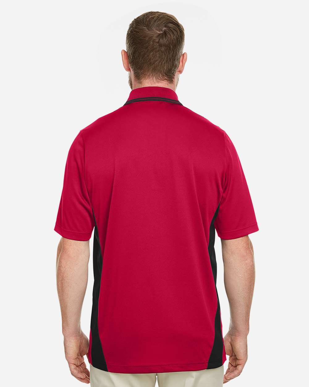 Harriton M386 Men’s Flash Snag Protection Plus Il Colorblock Polo - Red Black