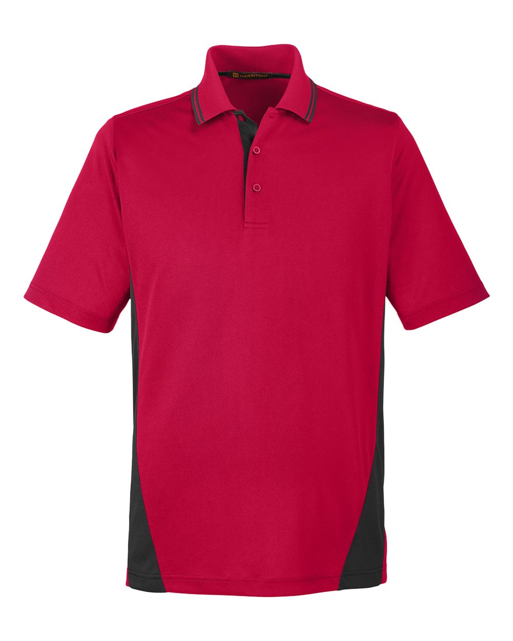 Harriton M386 Men’s Flash Snag Protection Plus Il Colorblock Polo - Red Black