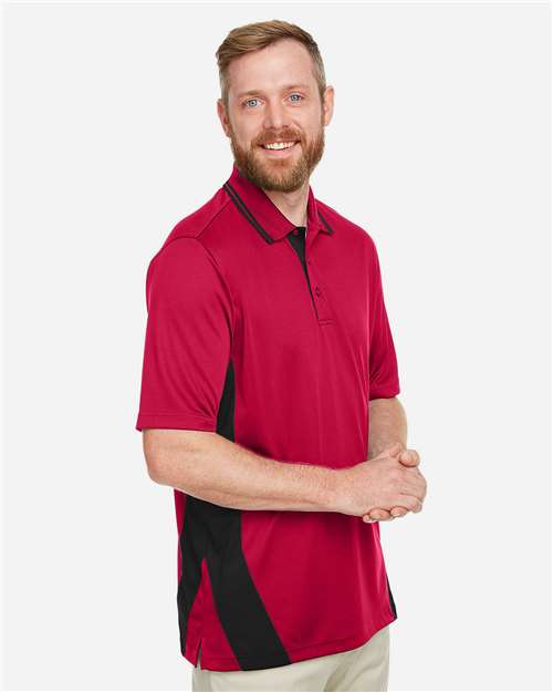 Harriton M386 Men’s Flash Snag Protection Plus Il Colorblock Polo - Red Black