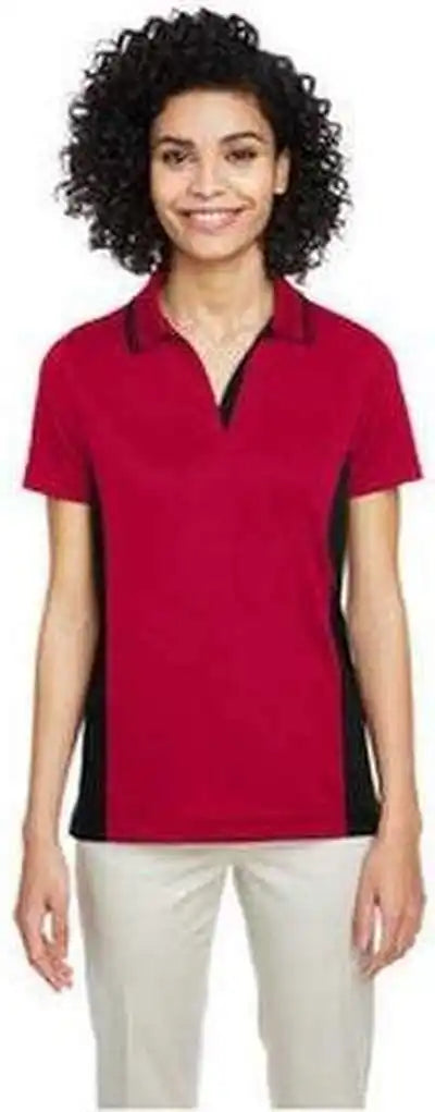 Harriton M386w Ladies’ Flash Snag Protection Plus Il Colorblock Polo - Red Black