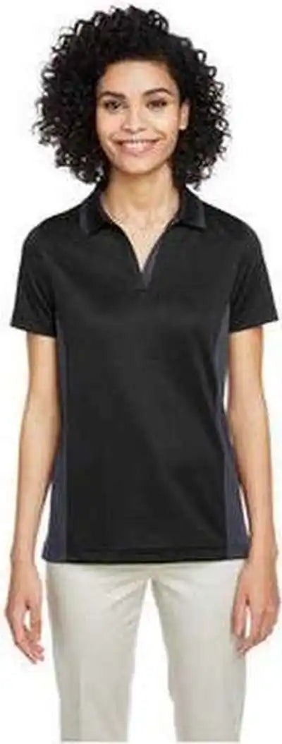 Harriton M386w Ladies’ Flash Snag Protection Plus Il Colorblock Polo - Black Dark Charcoal