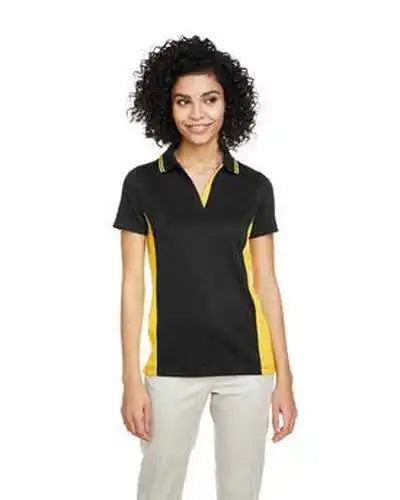Harriton M386w Ladies’ Flash Snag Protection Plus Il Colorblock Polo - Black Yellow