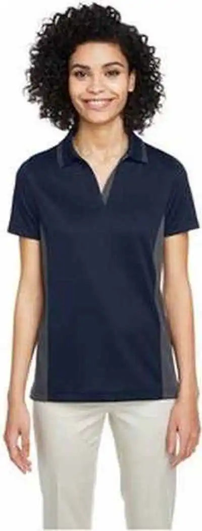 Harriton M386w Ladies’ Flash Snag Protection Plus Il Colorblock Polo - Dark Navy Charcoal