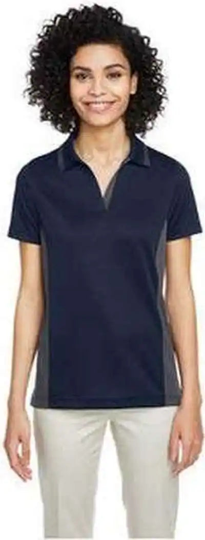 Harriton M386w Ladies’ Flash Snag Protection Plus Il Colorblock Polo - Dark Navy Charcoal