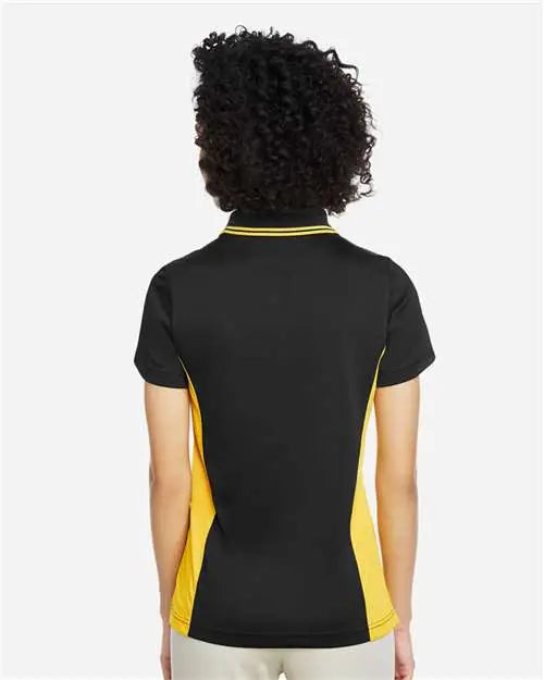 Harriton M386w Women’s Flash Snag Protection Plus Il Colorblock Polo - Black Sunray Yellow