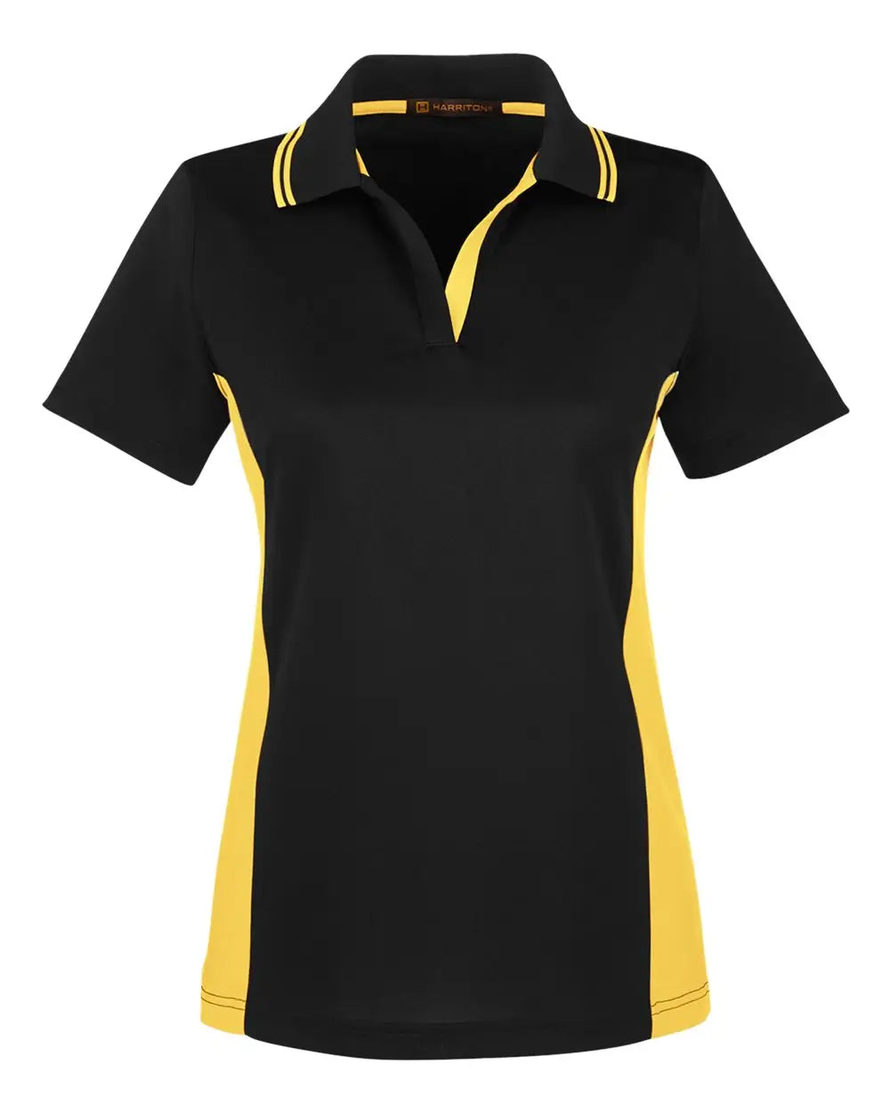 Harriton M386w Women’s Flash Snag Protection Plus Il Colorblock Polo - Black Sunray Yellow - Xs