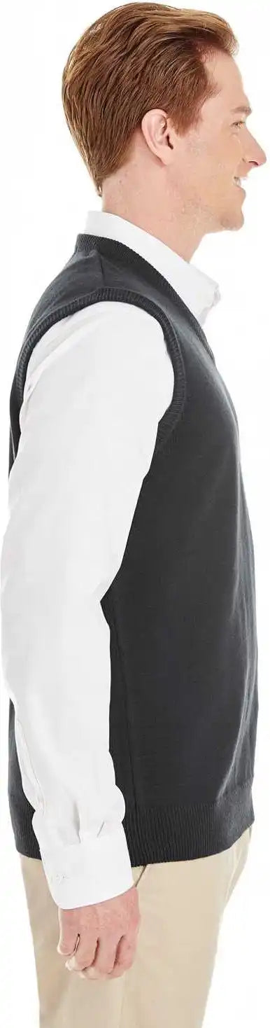 Harriton M415 Men’s Pilbloc V-neck Sweater Vest - Black - Adult 4xl