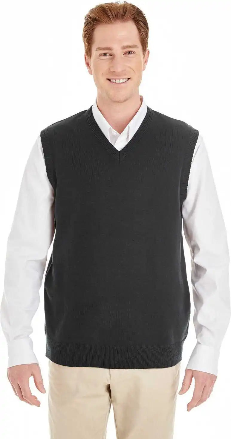 Harriton M415 Men’s Pilbloc V-neck Sweater Vest - Black - Adult 4xl