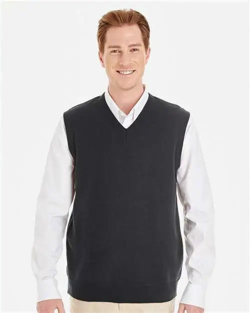 Harriton M415 Men’s Pilblocâ„¢ V-neck Sweater Vest - Black