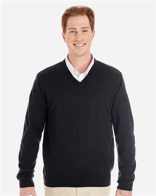 Harriton M420 Men’s Pilblocâ„¢ V-neck Sweater - Black