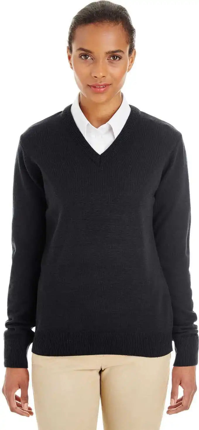 Harriton M420w Ladies’ Pilbloc v Neck Sweater Black