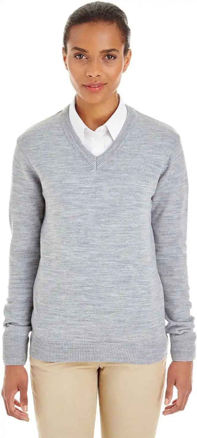 Harriton M420w Ladies’ Pilbloc V-neck Sweater - Gray Heather - Ladies Xs